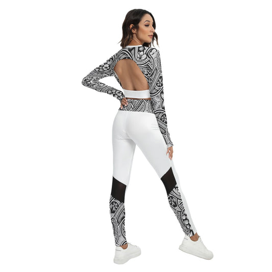 Tribal Strength Activewear Set – Black & White Filipino-Inspired Crop Top & Leggings