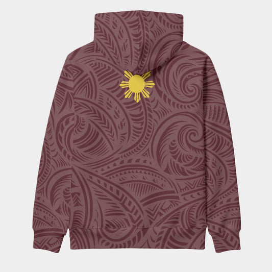 Filipino Tribal Sun Hoodie – Philippine Flag Streetwear Eco-friendly Unisex Pullover Hoodie