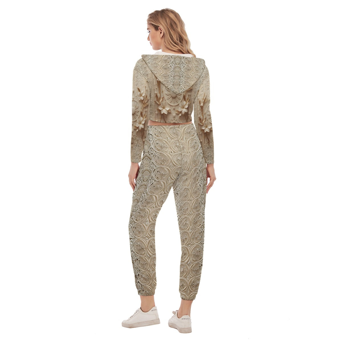 Filipino Sun & Sampaguita Heritage Tracksuit – Cream Barong-Inspired Streetwear Set