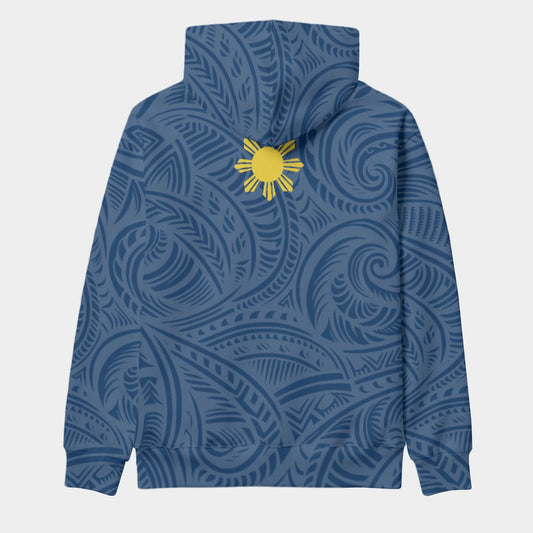Filipino Tribal Sun Hoodie – Philippine Flag Streetwear Eco-friendly Unisex Pullover Hoodie