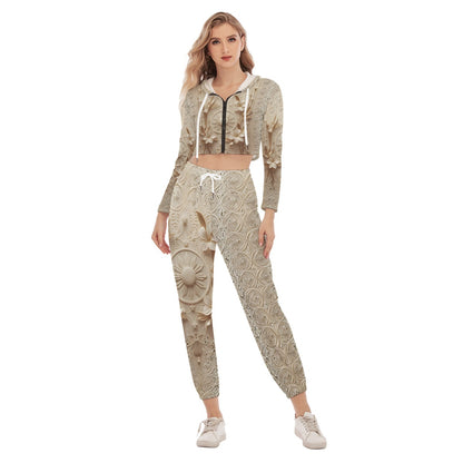 Filipino Sun & Sampaguita Heritage Tracksuit – Cream Barong-Inspired Streetwear Set