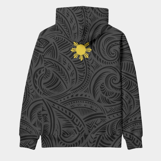 Filipino Tribal Sun Hoodie – Philippine Flag Streetwear Eco-friendly Unisex Pullover Hoodie