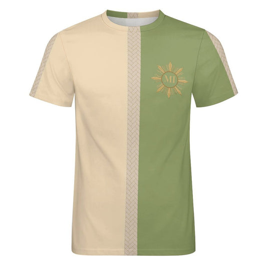 MI Sun Crest Bamboo Stripe T-Shirt – Two-Tone Green & Sand Filipino Heritage Tee