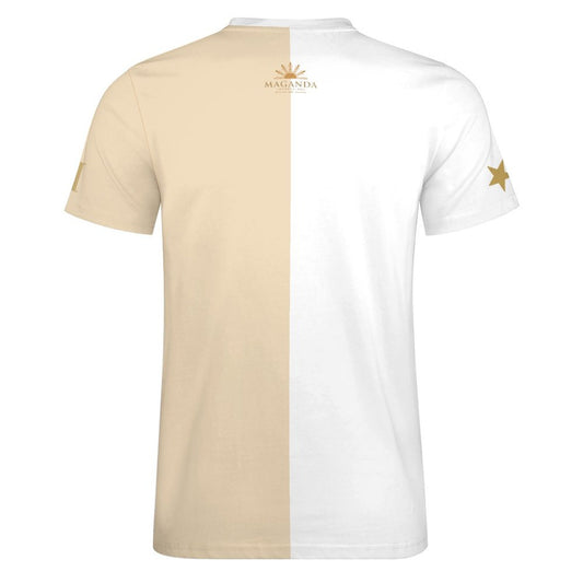 MI Sun Crest Two-Tone T-Shirt – Minimalist Filipino Luxury Tee (Beige & White)